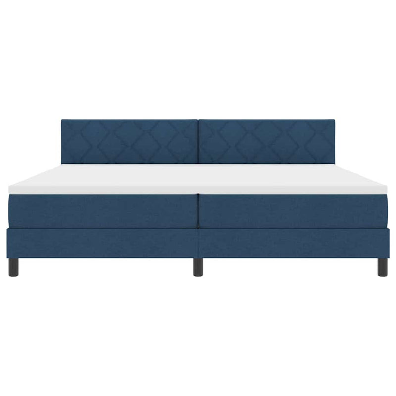 vidaXL Boxrugós ágy matracmal fejtámlával Kék 200 x 200 cm szövet