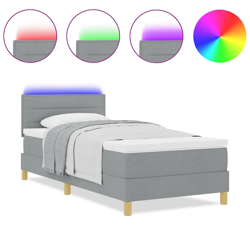 vidaXL Boxrugós ágy matracmal Világosszürke 80 x 200 cm szövet