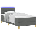 vidaXL LED Box Spring Ágy párnával Sötétszürke 80 x 200 cm szövet