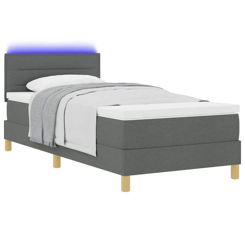 vidaXL Boxrugós ágy matracmal Sötétszürke 80 x 200 cm szövet