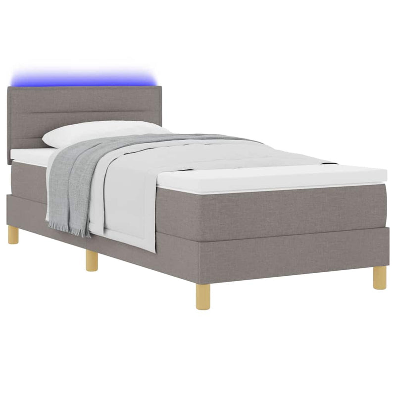 vidaXL Boxrugós ágy matracmal fejtámlával Tópszínű 80 x 200 cm szövet