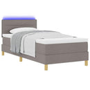 vidaXL LED Box Spring Ágy fejtámlával Tópszínű 90 x 200 cm szövet