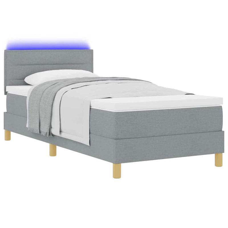 vidaXL Boxrugós ágy matracmal Világosszürke 100 x 200 cm szövet