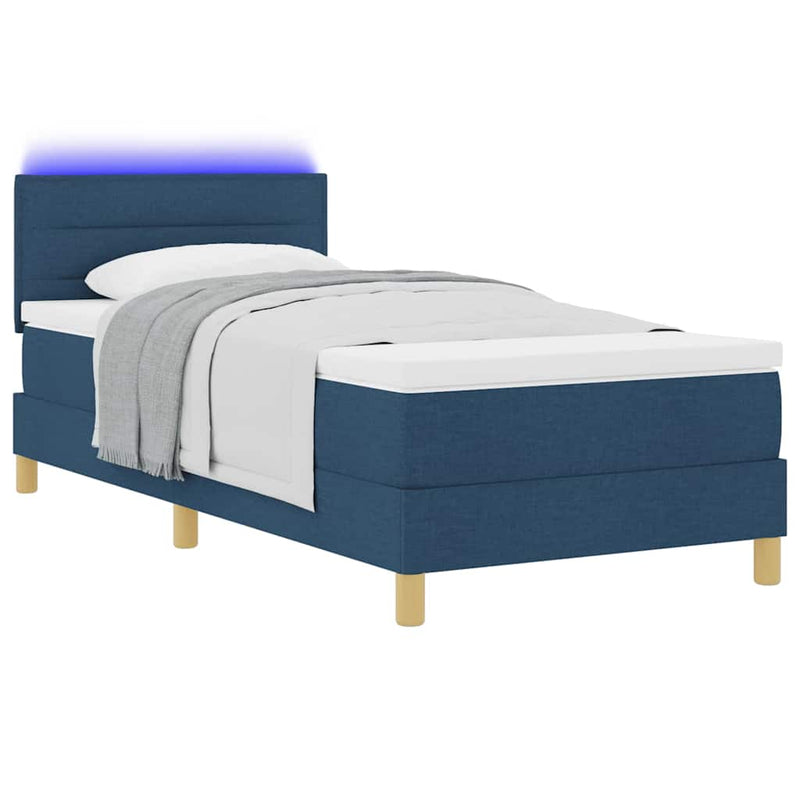 vidaXL Boxrugós ágy matracmal fejtámlával Kék 100 x 200 cm szövet