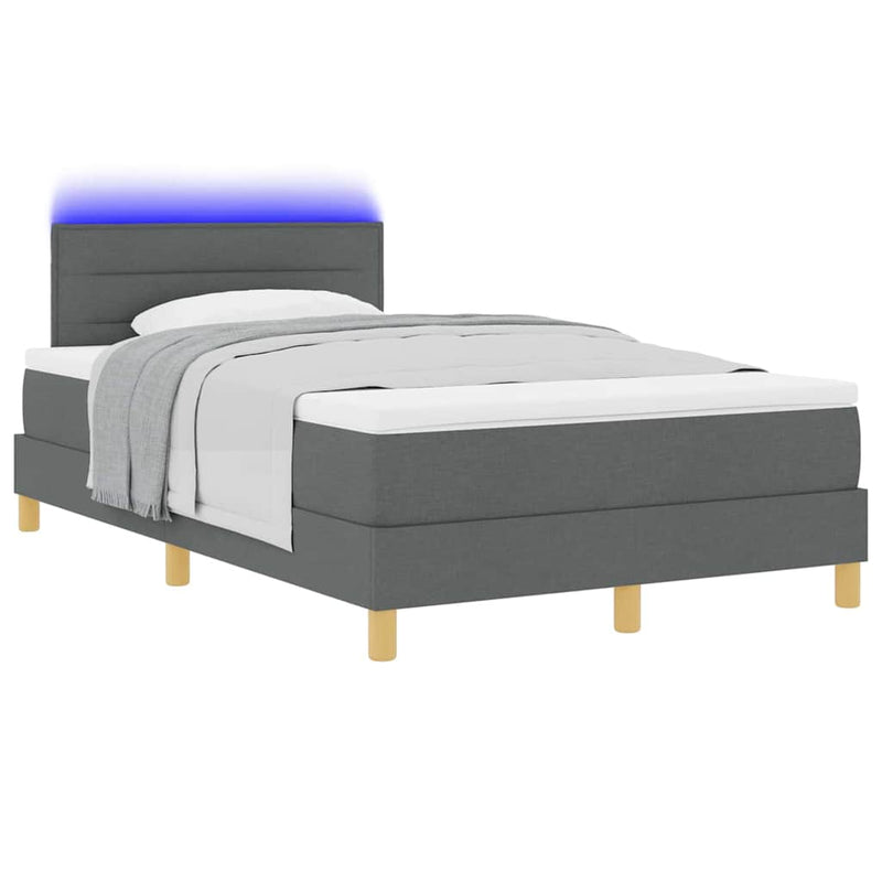 vidaXL Boxrugós ágy matracmal Sötétszürke 120 x 190 cm szövet