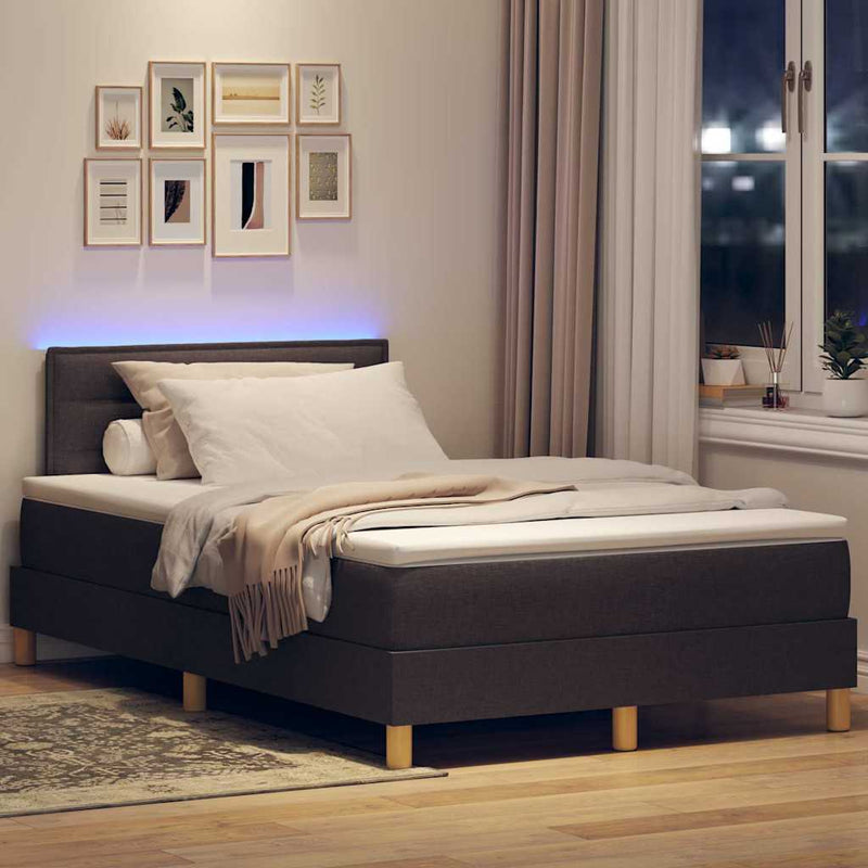 vidaXL Boxrugós ágy matracmal sötétbarna 120 x 200 cm szövet