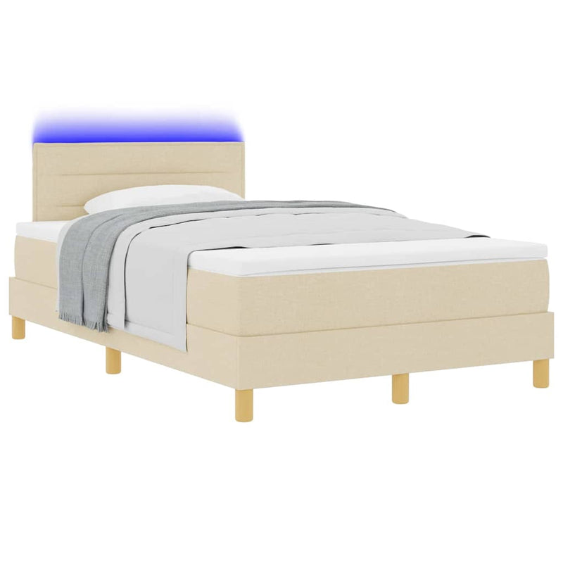 vidaXL Boxrugós ágy matracmal fejtámlával Krém 120 x 200 cm szövet