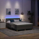 vidaXL LED Box Spring Ágy fejtámlával Sötétszürke 140 x 190 cm szövet