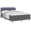 vidaXL LED Box Spring Ágy fejtámlával Sötétszürke 140 x 190 cm szövet
