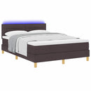 vidaXL LED Box Spring Ágy fejtámlával Sötét Barna 140 x 200 cm szövet