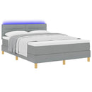 vidaXL LED Box Spring Ágy Világosszürke 160 x 200 cm szövet