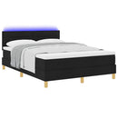 vidaXL LED Box Spring Ágy LED szalagokkal Fekete 160 x 200 cm szövet