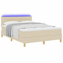 vidaXL LED Box Spring Ágy LED szalagokkal Krém 160 x 200 cm szövet