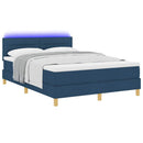 vidaXL LED Box Spring Ágy LED szalagokkal Kék 160 x 200 cm szövet