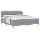 vidaXL LED Box Spring Ágy párnával Világosszürke 180 x 200 cm szövet