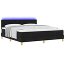 vidaXL LED Box Spring Ágy LED szalagokkal Fekete 180 x 200 cm szövet