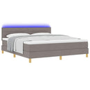 vidaXL LED Box Spring Ágy fejtámlával Tópszínű 180 x 200 cm szövet