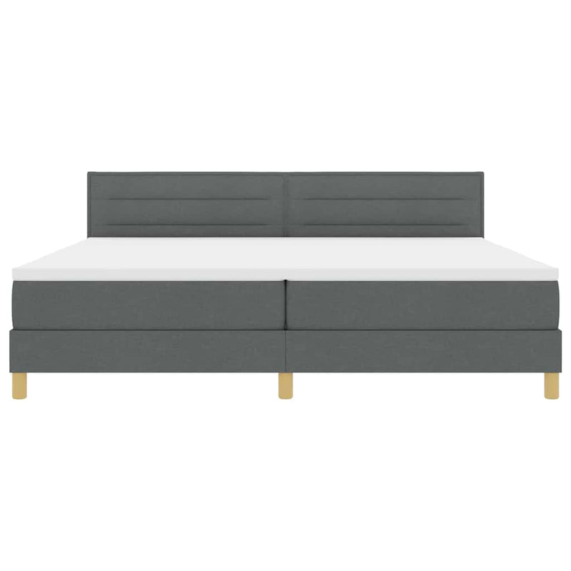 vidaXL LED Box Spring Ágy matracmal Sötétszürke 200 x 200 cm szövet