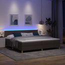 vidaXL LED Box Spring Ágy fejtámlával Sötét Barna 200 x 200 cm szövet