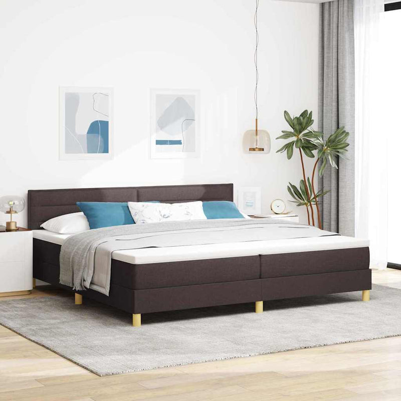 vidaXL Boxrugós ágy matracmal sötétbarna 200 x 200 cm szövet