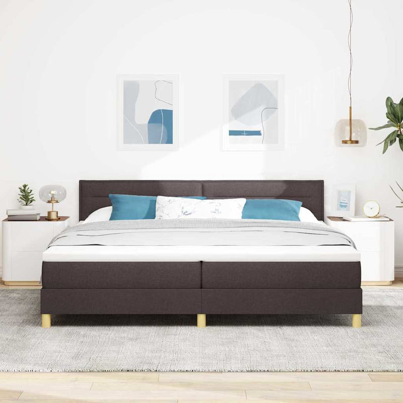 vidaXL Boxrugós ágy matracmal sötétbarna 200 x 200 cm szövet