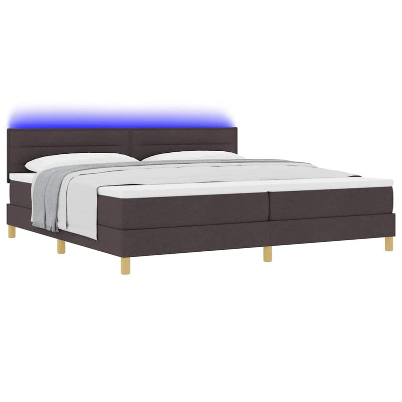 vidaXL Boxrugós ágy matracmal sötétbarna 200 x 200 cm szövet