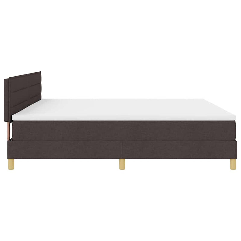 vidaXL Boxrugós ágy matracmal sötétbarna 200 x 200 cm szövet