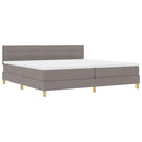 vidaXL LED Box Spring Ágy fejtámlával Tópszínű 200 x 200 cm szövet