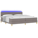 vidaXL LED Box Spring Ágy fejtámlával Tópszínű 200 x 200 cm szövet