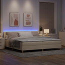 vidaXL LED Box Spring Ágy LED szalagokkal Krém 200 x 200 cm szövet