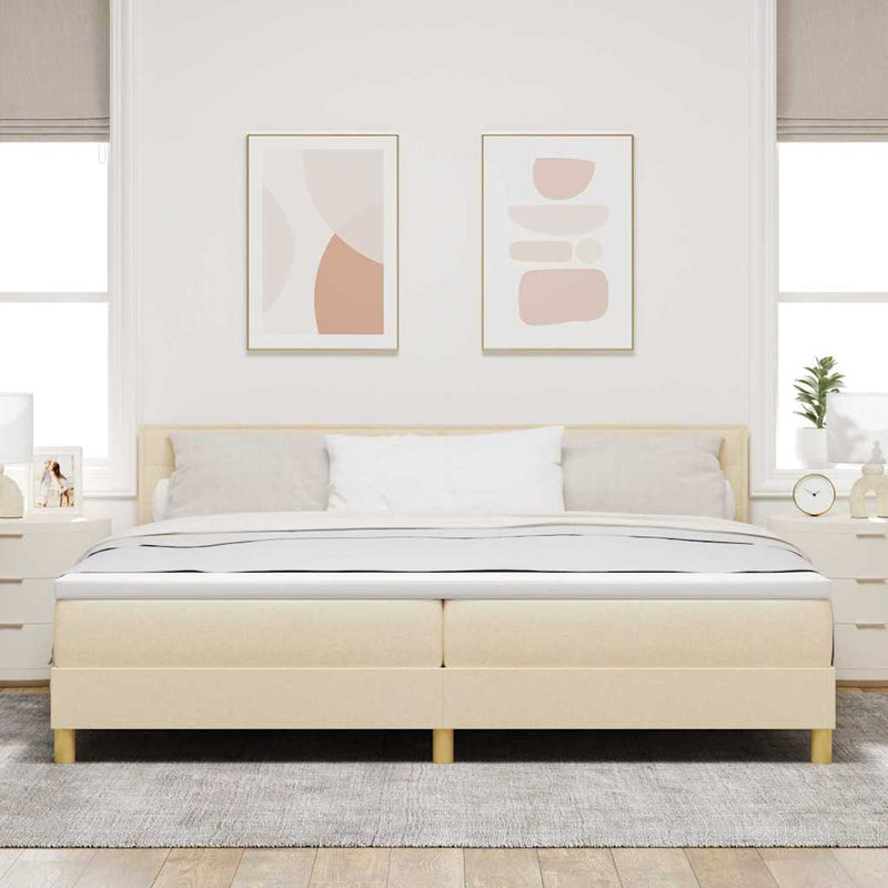 vidaXL Boxrugós ágy matracmal fejtámlával Krém 200 x 200 cm szövet