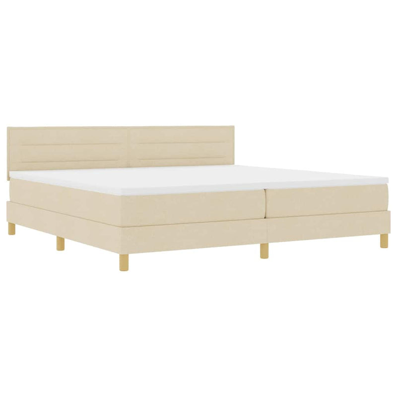 vidaXL Boxrugós ágy matracmal fejtámlával Krém 200 x 200 cm szövet