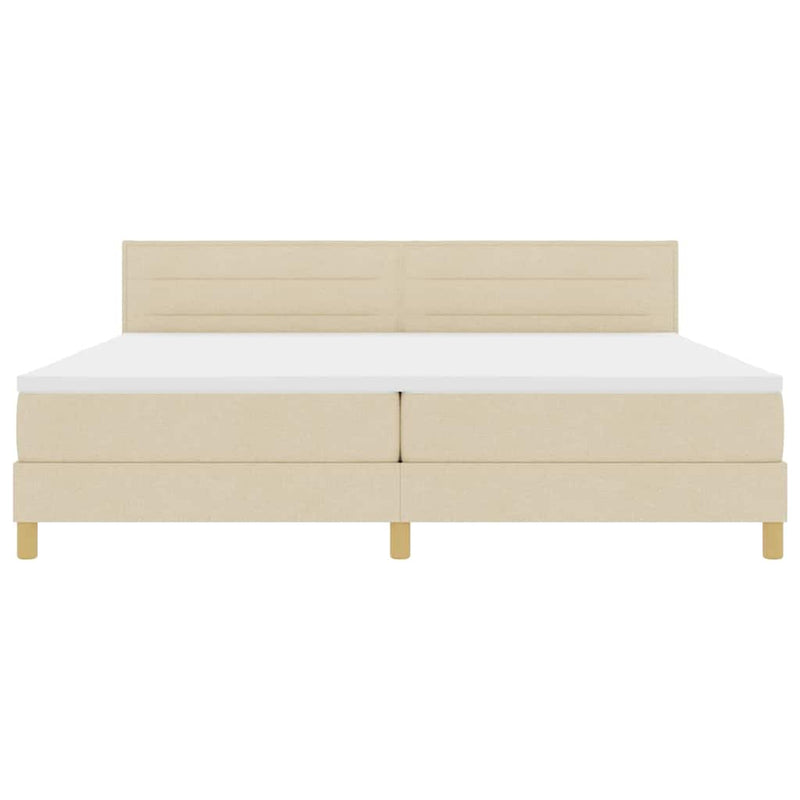 vidaXL Boxrugós ágy matracmal fejtámlával Krém 200 x 200 cm szövet