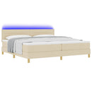 vidaXL LED Box Spring Ágy LED szalagokkal Krém 200 x 200 cm szövet