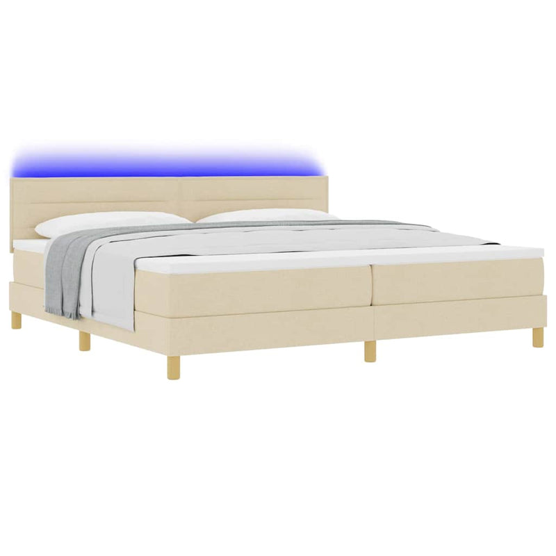 vidaXL Boxrugós ágy matracmal fejtámlával Krém 200 x 200 cm szövet