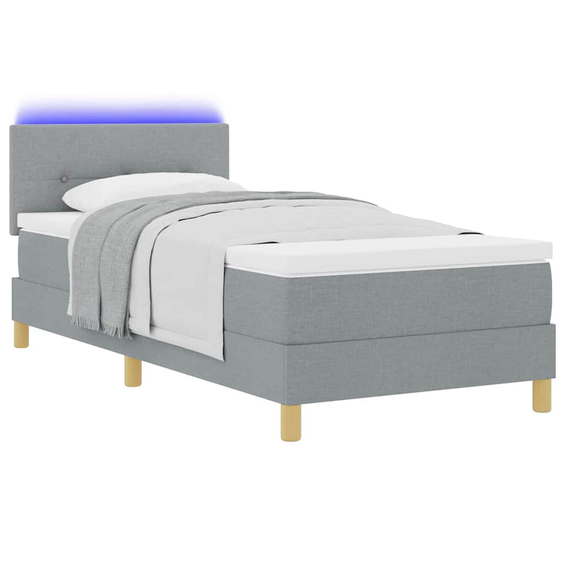 vidaXL Boxrugós ágy matracmal Világosszürke 80 x 200 cm szövet