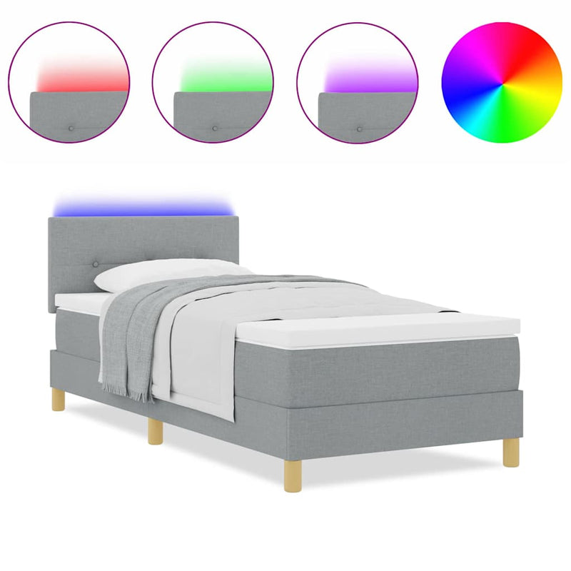 vidaXL Boxrugós ágy matracmal Világosszürke 80 x 200 cm szövet