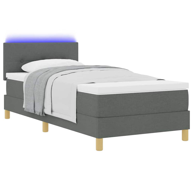 vidaXL Boxrugós ágy matracmal Sötétszürke 80 x 200 cm szövet