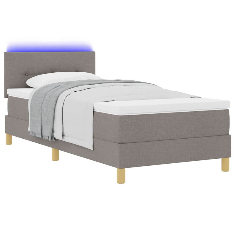 vidaXL Boxrugós ágy matracmal fejtámlával Tópszínű 80 x 200 cm szövet