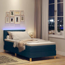 vidaXL LED Box Spring Ágy párnával fejtámlával Kék 80 x 200 cm szövet