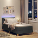 vidaXL LED Box Spring Ágy fejtámlával Sötétszürke 90 x 190 cm szövet