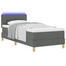 vidaXL LED Box Spring Ágy fejtámlával Sötétszürke 90 x 190 cm szövet