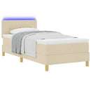 vidaXL LED Box Spring Ágy LED szalagokkal Krém 90 x 190 cm szövet