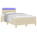 vidaXL LED Box Spring Ágy LED szalagokkal Krém 120 x 190 cm szövet