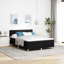 vidaXL LED Box Spring Ágy párnával Fekete 160 x 200 cm szövet
