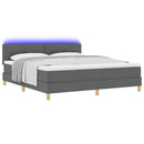 vidaXL LED Box Spring Ágy fejtámlával Sötétszürke 180 x 200 cm szövet