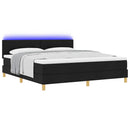 vidaXL LED Box Spring Ágy LED szalagokkal Fekete 180 x 200 cm szövet