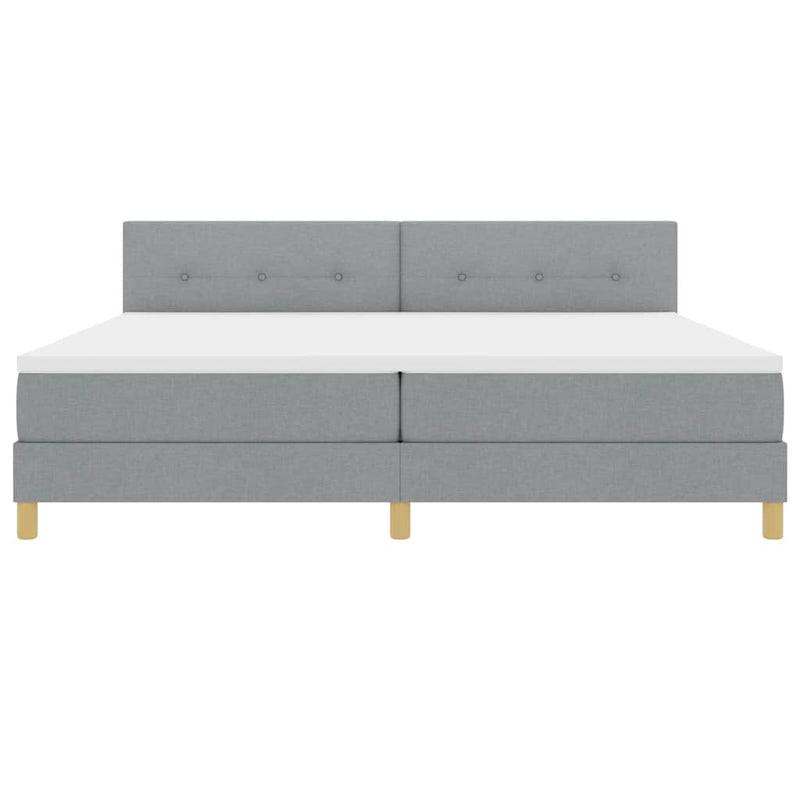 vidaXL Boxrugós ágy matracmal Világosszürke 200 x 200 cm szövet
