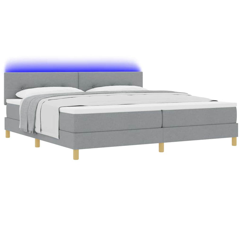 vidaXL Boxrugós ágy matracmal Világosszürke 200 x 200 cm szövet