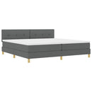 vidaXL LED Box Spring Ágy fejtámlával Sötétszürke 200 x 200 cm szövet